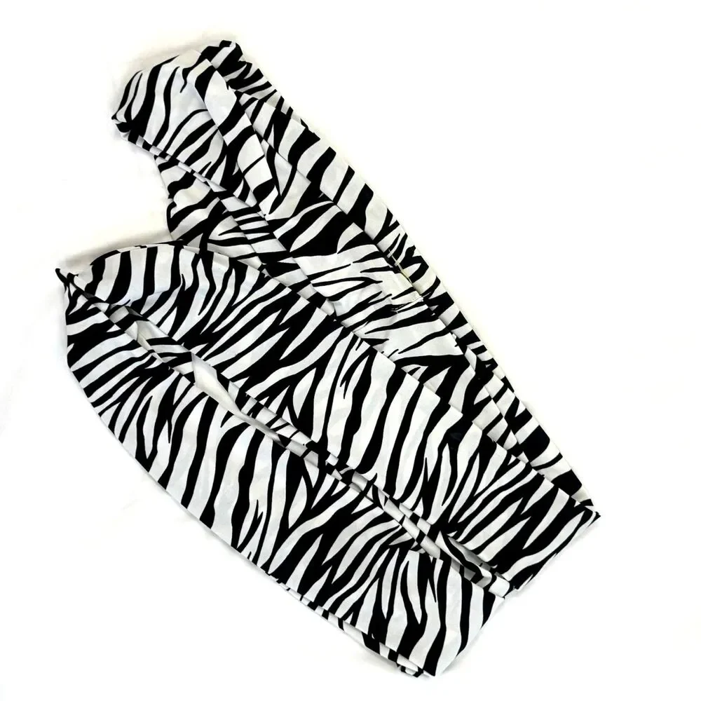 Black White Zebra Animal Print Lightweight Infinity Loop Scarf